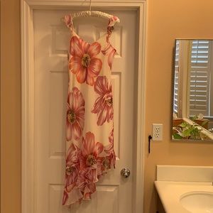 California Concepts pink floral ruffle slip dress